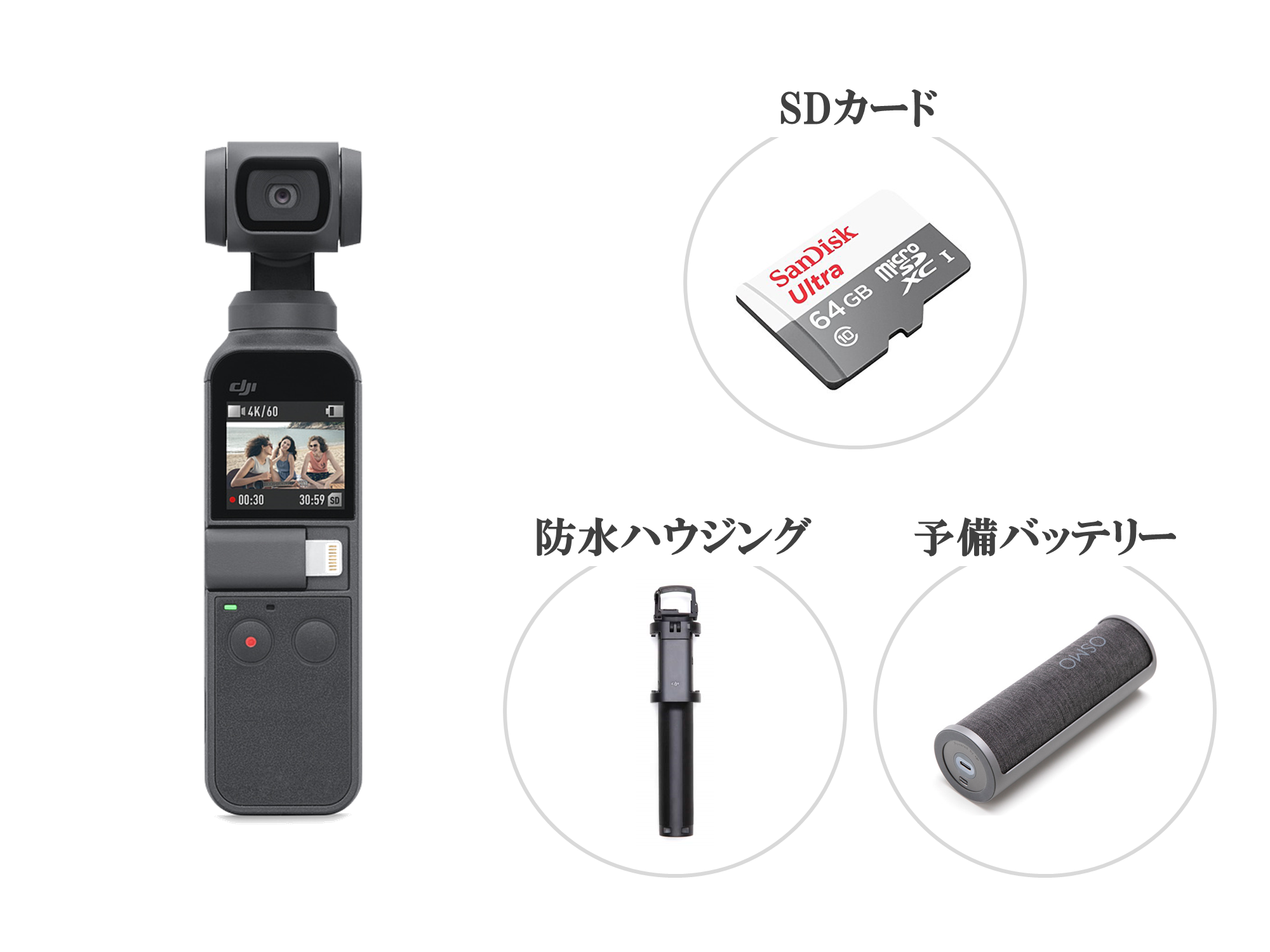 格安レンタル] DJI Osmo Pocket 初心者セット スタビライザー搭載  