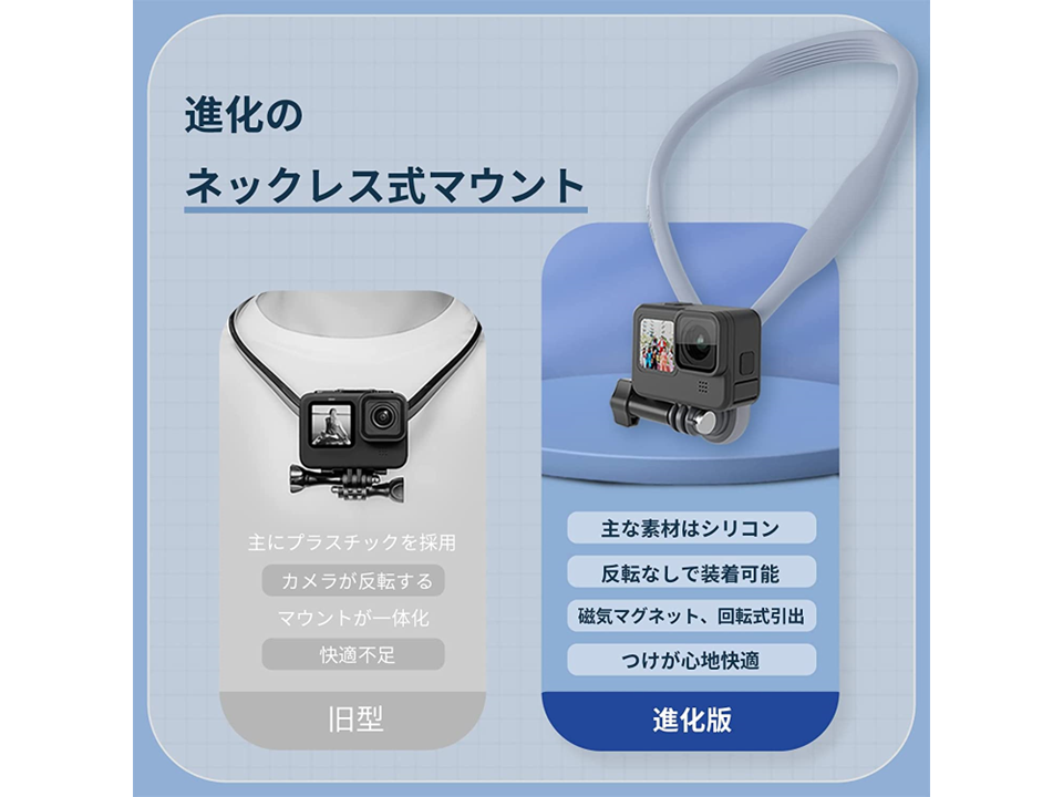 GoPro,insta360用 ネックマウント hero10/9/8/7/6/5対応 | 磁気 